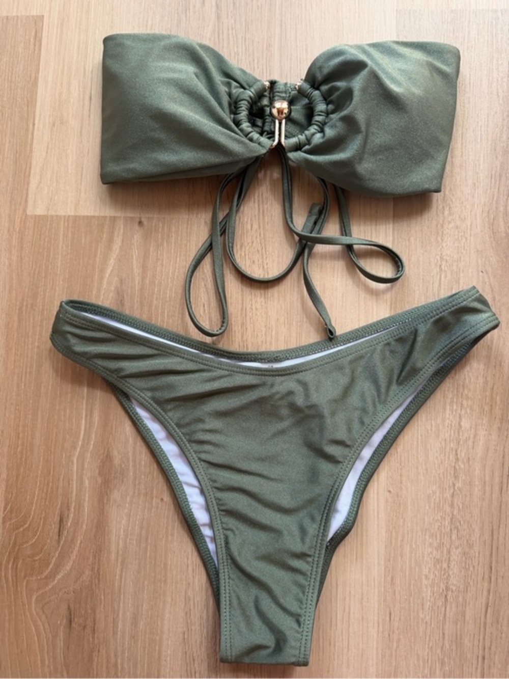 Zaful Olive Green Bandeau Bikini Set Size Small NWOT